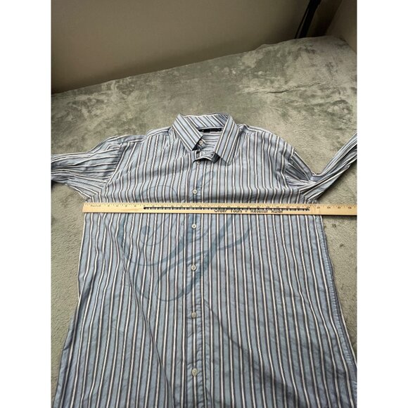 Sean John Mens XL Blue/White Striped Button-Down Shirt Big All Over Print - Picture 4 of 11